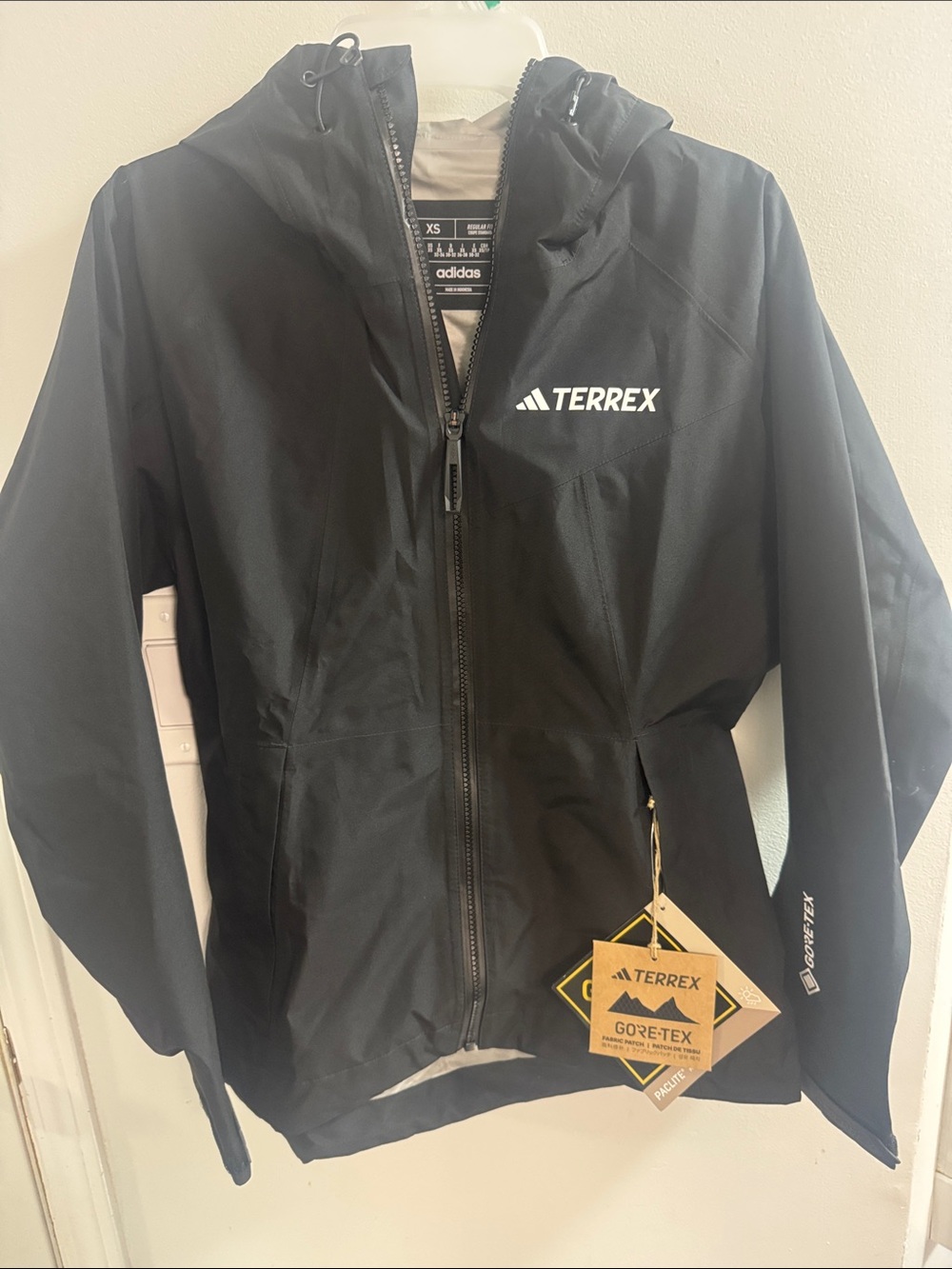 adidas Terrex Black Hooded Waterproof Rain Jacket